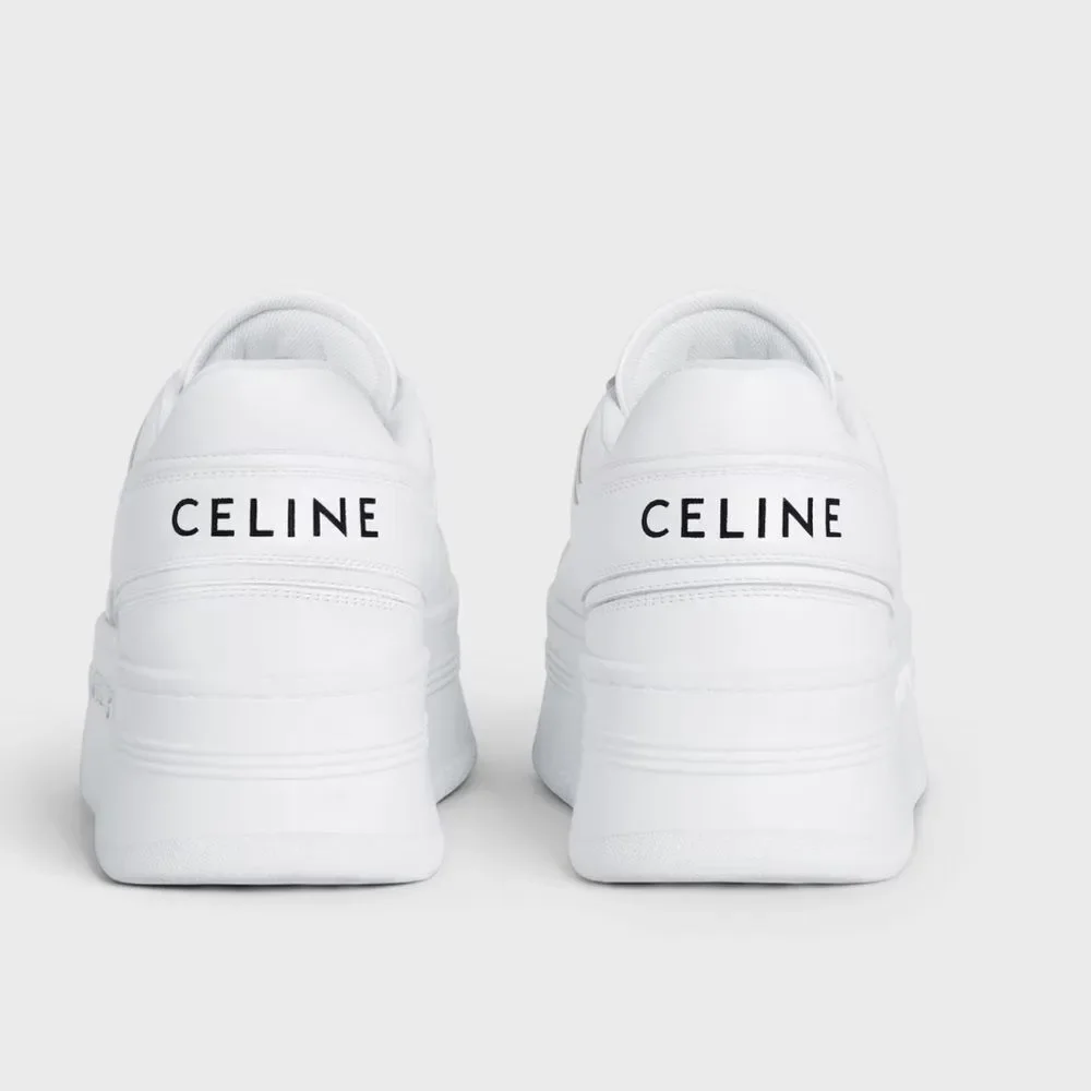 CELINE BLOCK SNEAKERS 50mm WEDGE OUTSOLE IN CALFSKIN Optic White Size 39